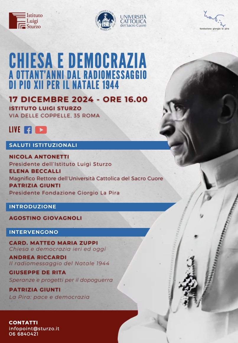 Chiesa e democrazia. A ottant’anni dal Radiomessaggio di Pio XII per il Natale 1944